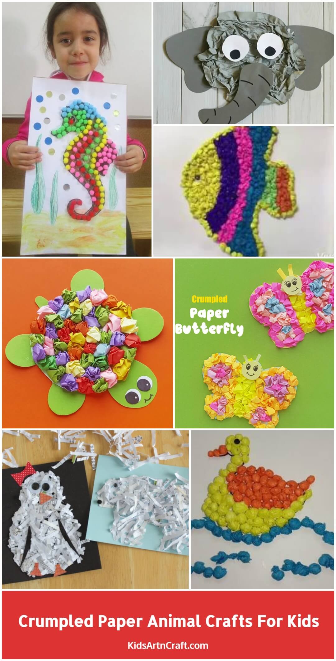 Crumpled Paper Animal Crafts for Kids