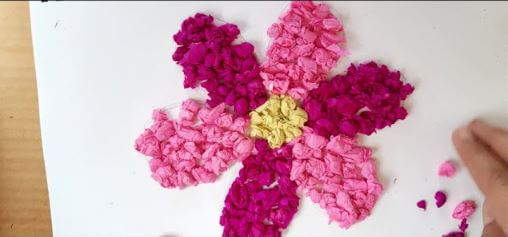 Crumpled Paper Flower Art For Preschoolers