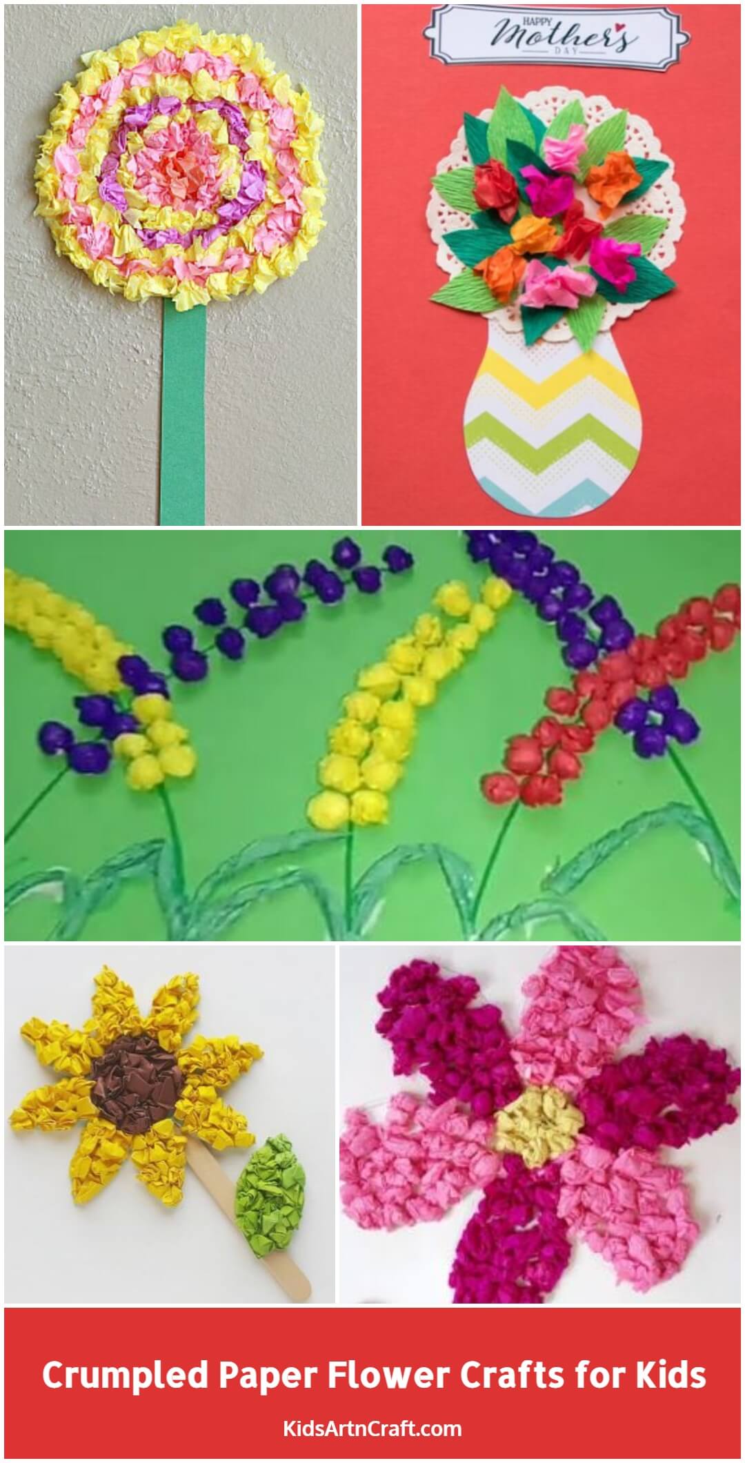 Crumpled Paper Flower Crafts for Kids