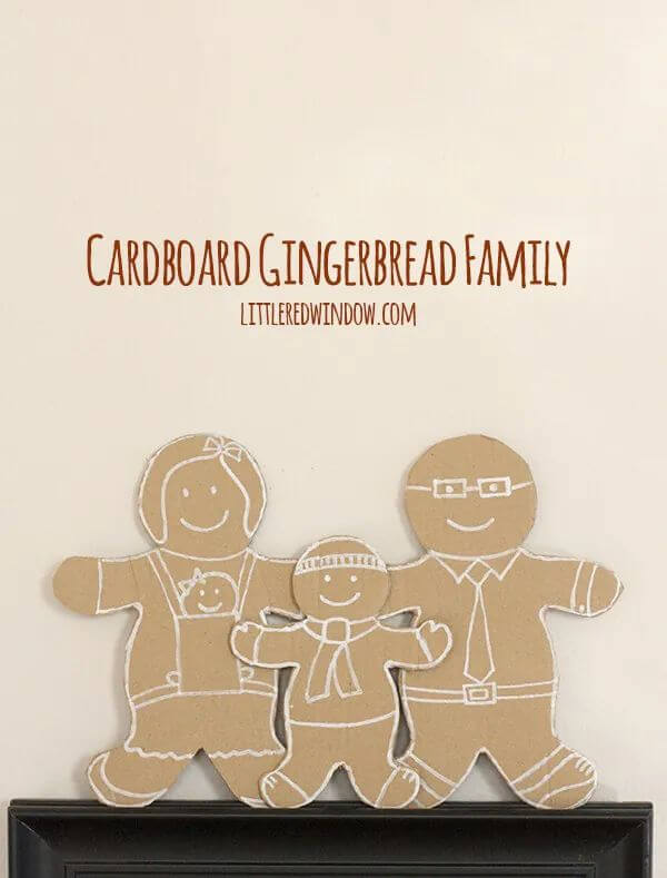 Cute Cardboard Gingerbread Family Craft Project For Kids