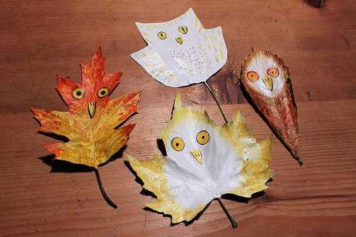 Leaf Painting Art & Craft Ideas Cute Funny Faces Painted On Dry Leaves