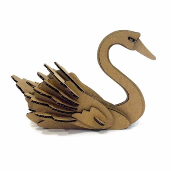 DIY 3D Puzzle Swan Craft With Cardboard For Kids