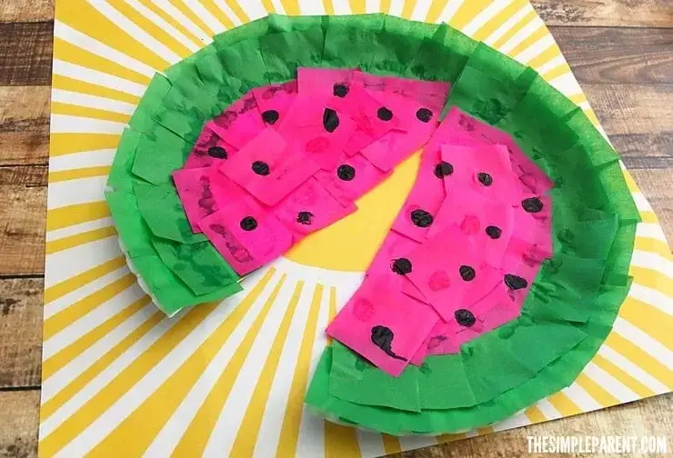 DIY A Slice Of Watermelon Tissue Paper Craft For Kids DIY Tissue Paper Craft Ideas