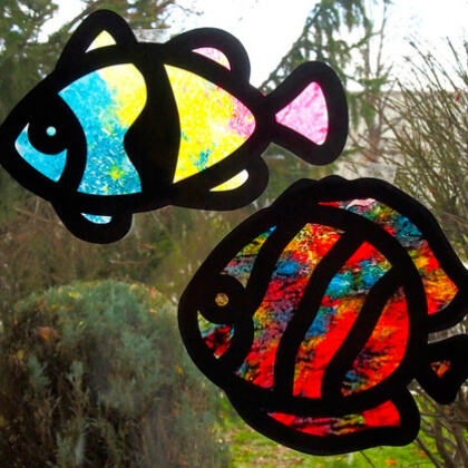 DIY Aquarium-Themed Fish Stained Glass Craft For Kids DIY Stained Glass Crafts