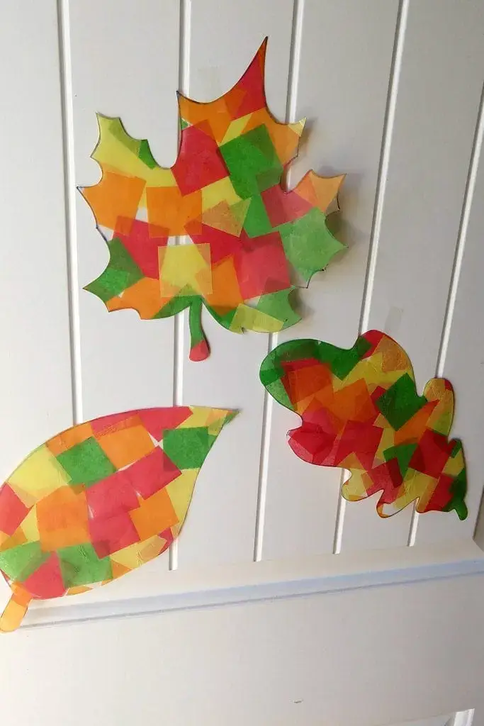 DIY Autumn Tree Leaf Tissue Paper Suncatcher For Kids DIY Tissue Paper Craft Ideas