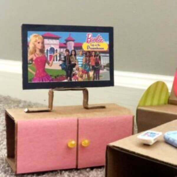 DIY Barbie TV Cardboard Craft Idea For Kids