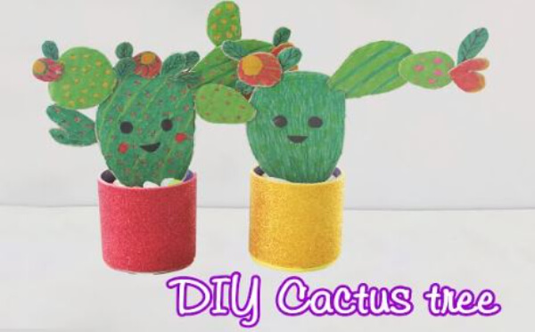 DIY Cactus Tree Craft Using Cardboard