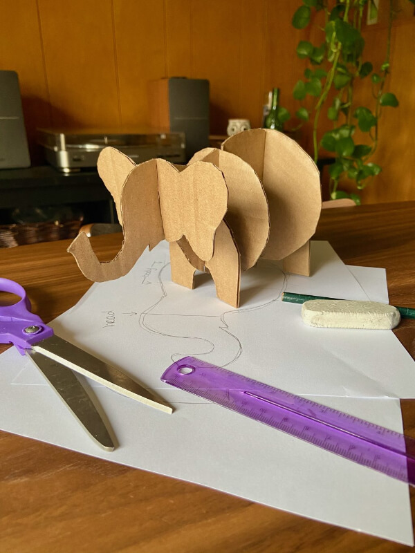 DIY Cardboard Elephant Sculpture Craft Activity
