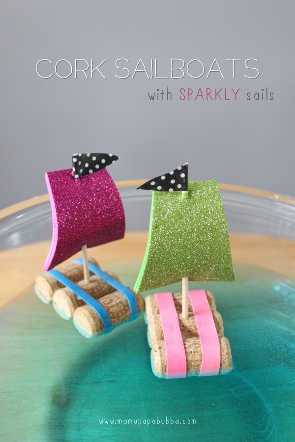 DIY Cork Sailboats With Sparkle For Kids DIY Boat Toys To Make At Home 