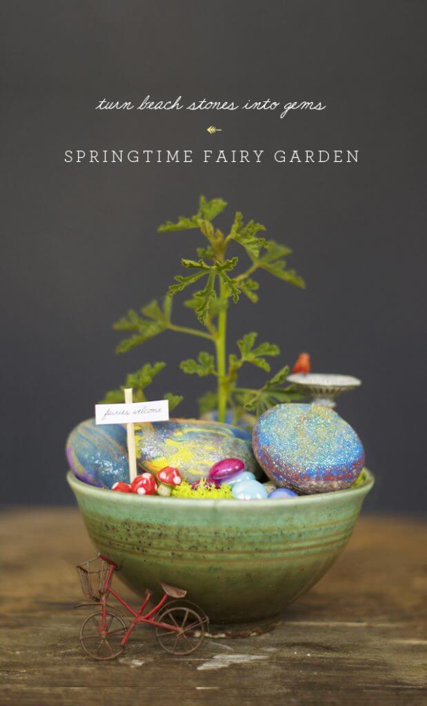 DIY Creative Craft Sparkly Beach Stone Fairy House For Kindergarten DIY Miniature Treehouse Ideas