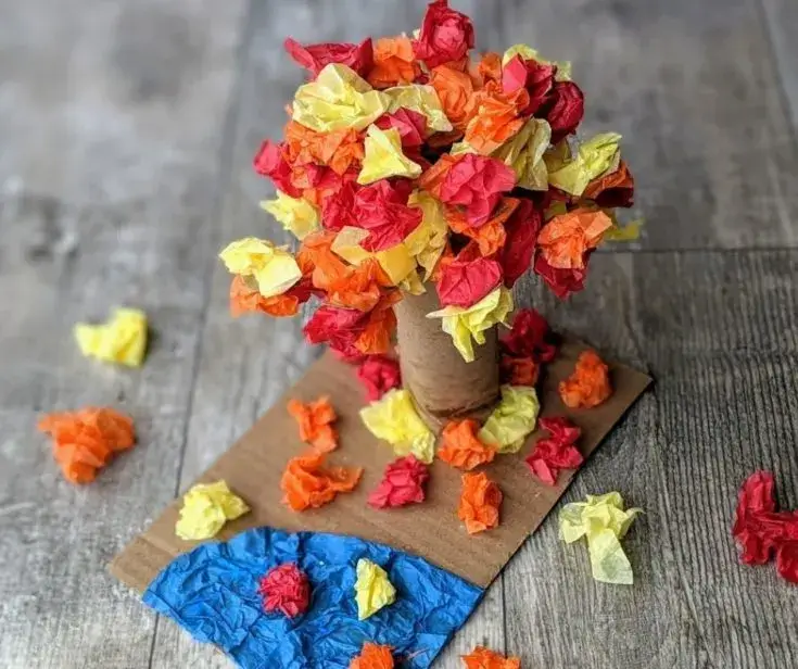 DIY Fall Leaves Tissue Paper Craft For Kids DIY Tissue Paper Craft Ideas