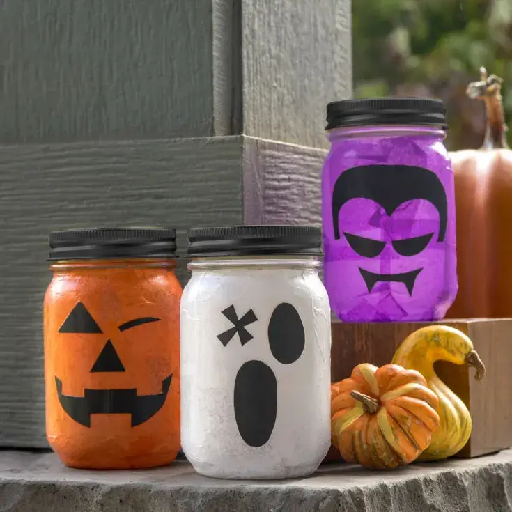 DIY Halloween Mason Jar Lanterns Craft For Kids