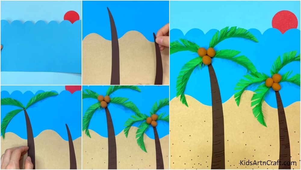 DIY How to Make A Palm Tree Art and Craft for Kids Step by Step Tutorial