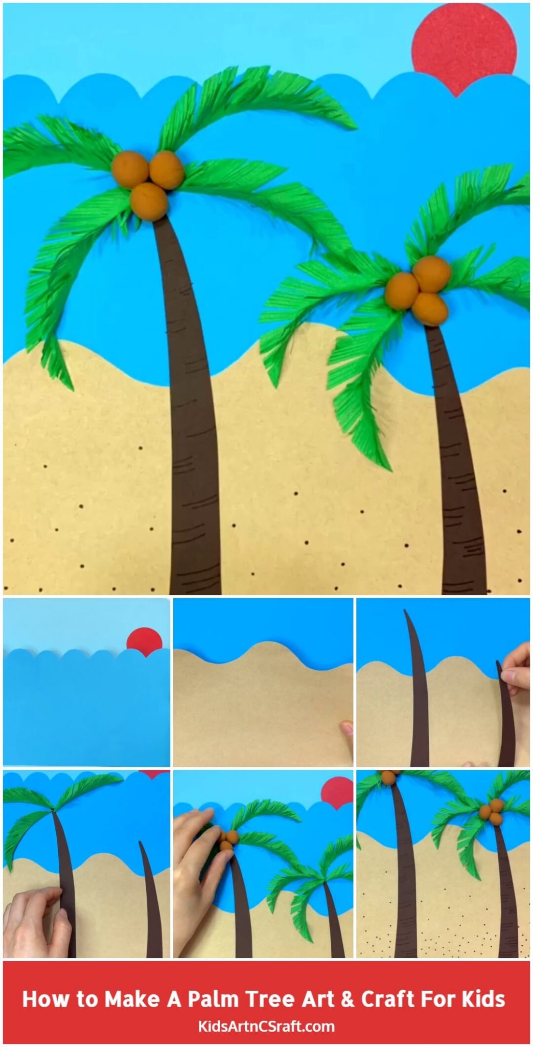 DIY How to Make A Palm Tree Art and Craft for Kids Step by Step