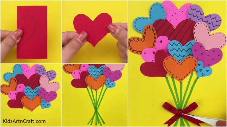 DIY How to Make Paper Heart Bouquet – Art and Craft for Kids Step by ...