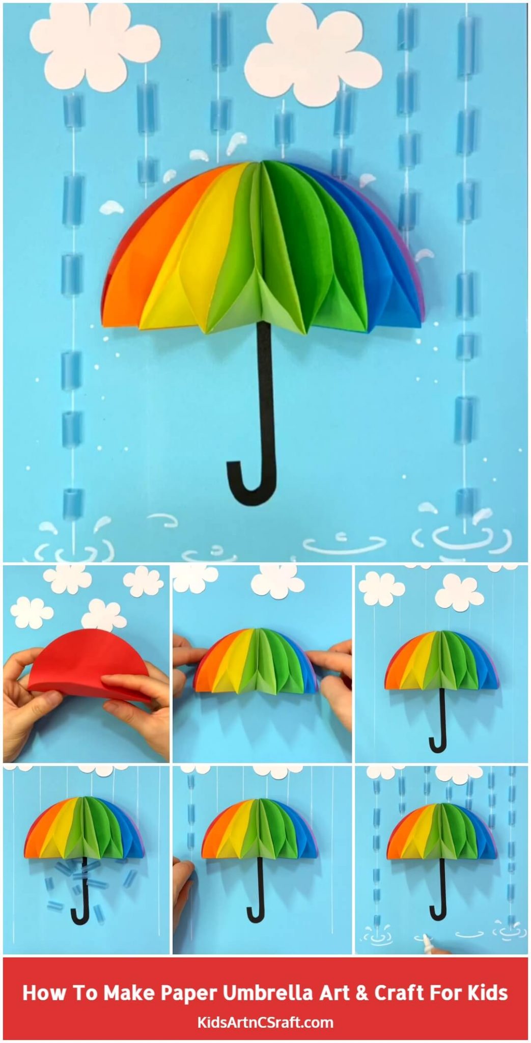DIY How to Make Paper Umbrella Craft for Kids Step by Step Tutorial Kids Art & Craft
