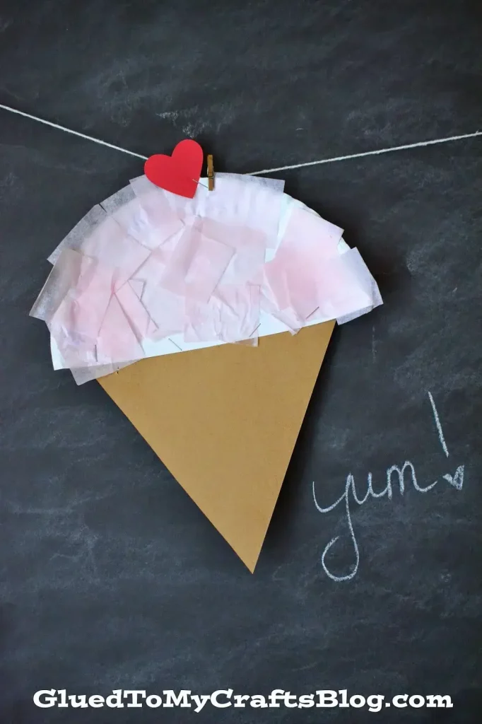 DIY Ice Cream Cone Tissue Paper Craft For Kids