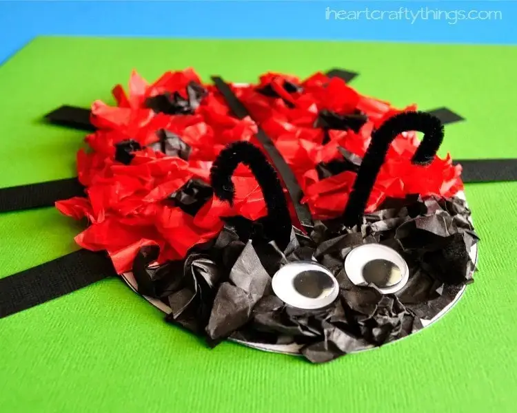 DIY Ladybug Tissue Paper Crafts For Kids DIY Tissue Paper Craft Ideas