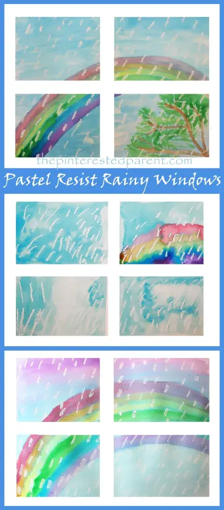 DIY Pastel Resist Rainy Windows For Adults DIY Rainy Day Crafts For Kids
