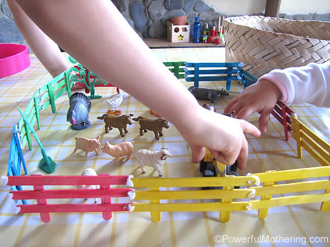 DIY Popsicle Stick Fencing For Small World Play