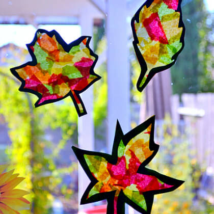 DIY Stained Glass Fall Leaves Ideas For Kids DIY Stained Glass Crafts