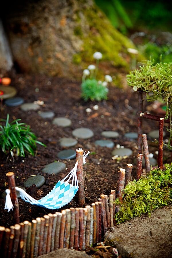 DIY Tiny Hammock Life Fairy Garden With Plants