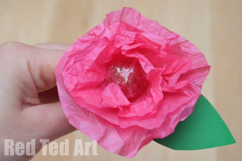 DIY Tissue Paper Flower Lollipops For Kids