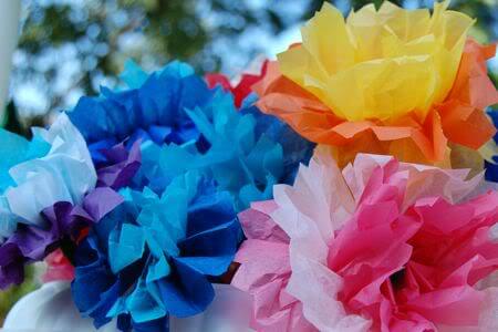 DIY Tissue Paper Flowers Crafts For Kids 