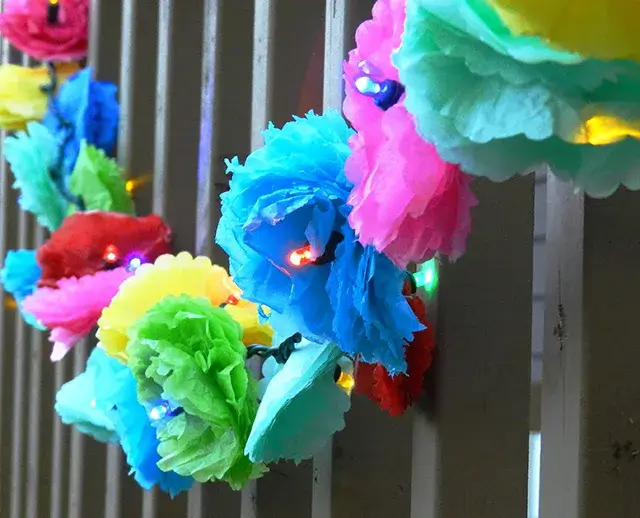 DIY Tissue Paper Flowers Party Lights Crafts For Kids