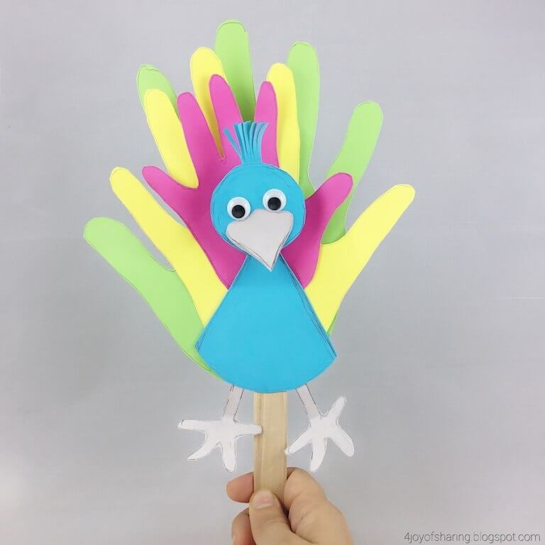 DIY Tissue Paper Handprints Peacock For Toddlers