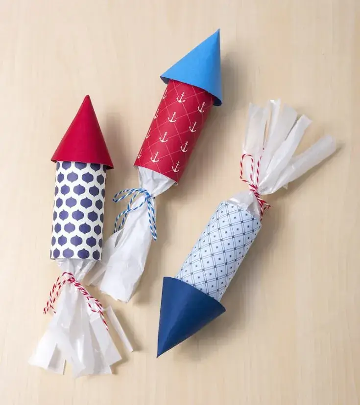 DIY Tissue Paper Party Favors Shaped Like Rockets Craft