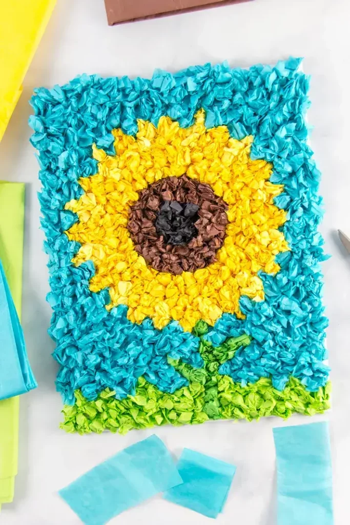 DIY Tissue Paper Sunflower Craft For Toddlers DIY Tissue Paper Craft Ideas