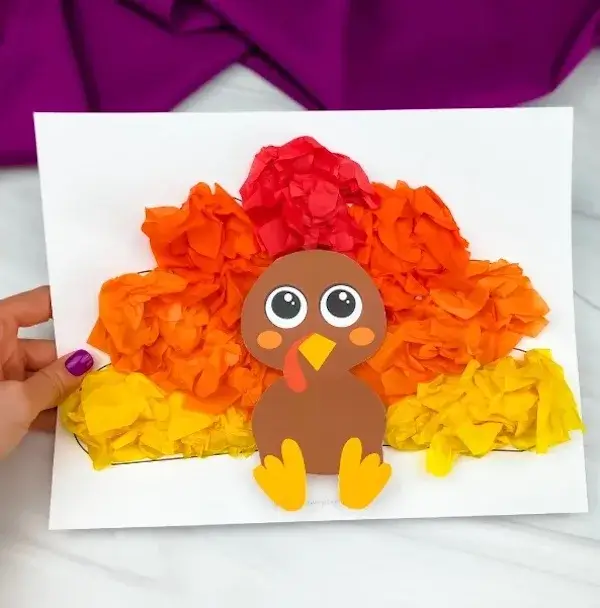 DIY Tissue Paper Turkey Crafts For Kids