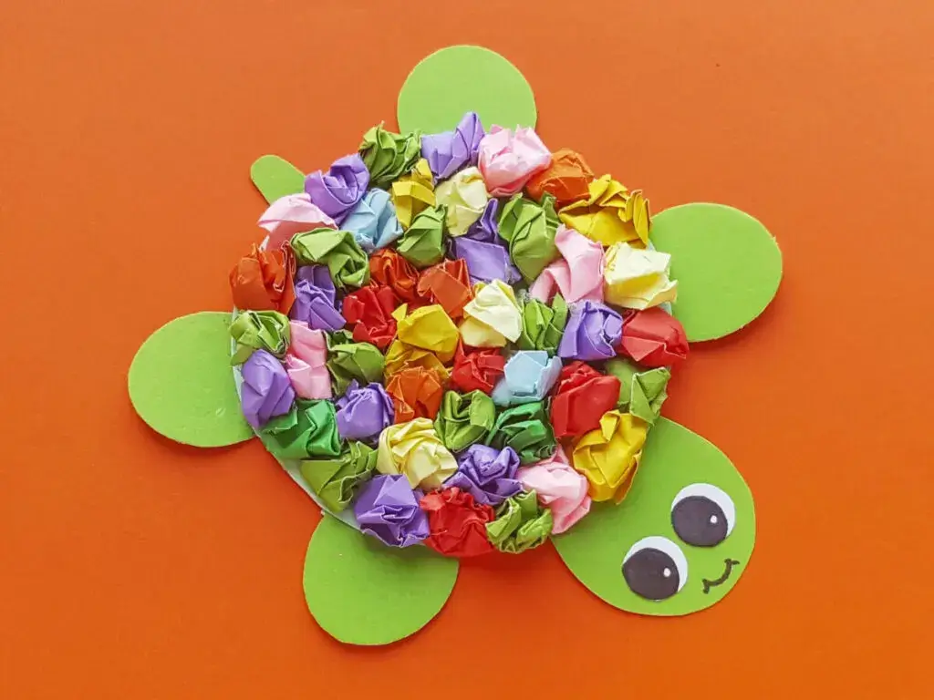 DIY Turtle Craft With Crumpled Paper For Kids