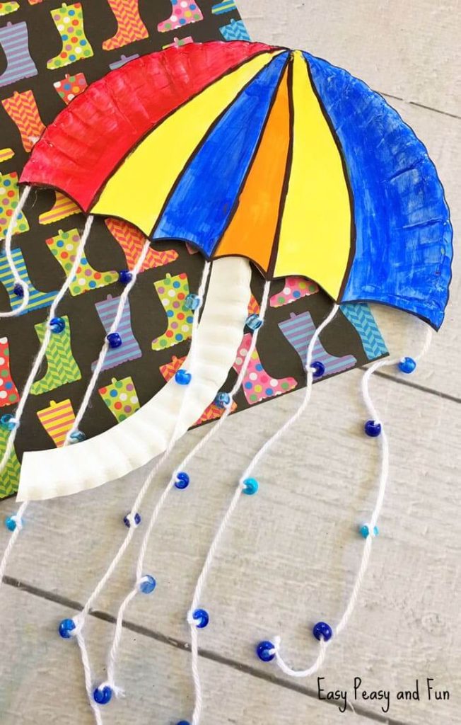 DIY Umbrella Paper Plate Craft For Kindergarten DIY Rainy Day Crafts For Kids 