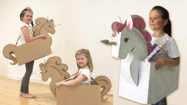 DIY Unicorn Costume Using Cardboard Boxes