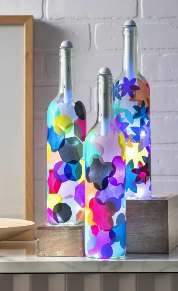 DIY Wine Bottle Using Tissue Paper Craft For Kindergarten