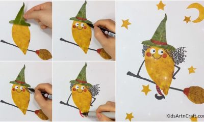 DIY Witches Made from Fallen Leaves Art and Craft for Kids- Step by Step Tutorial