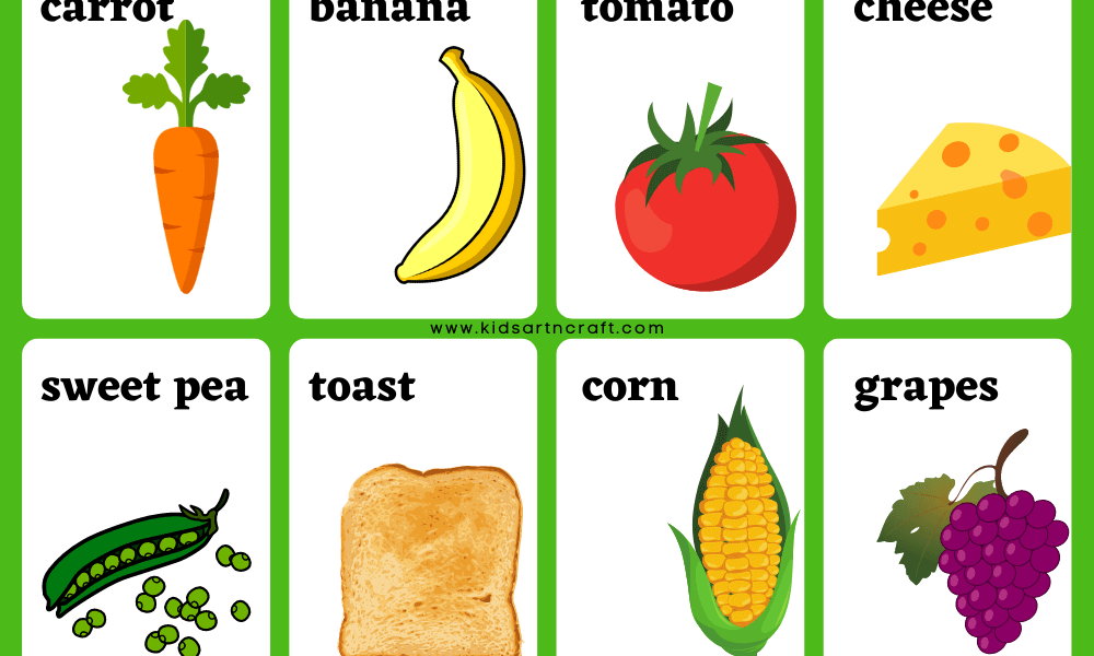 Food Flash Cards for Kindergarten Toddlers and Babies by CreateFun Preschool 