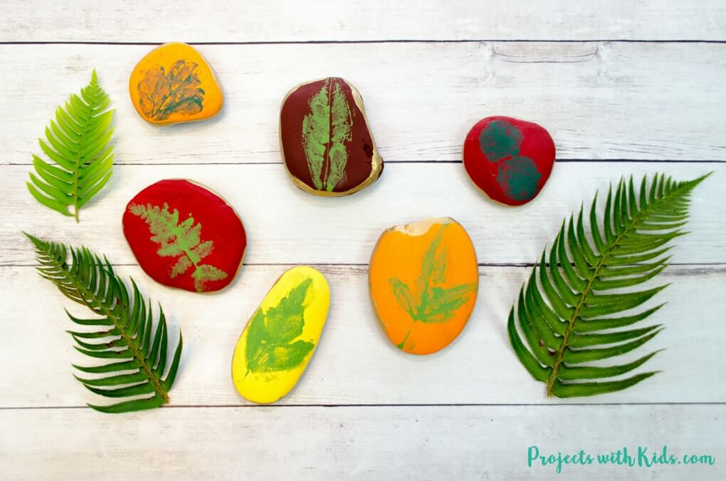 Leaf Art and Craft Ideas For Kids Easy Autumn Leaf Printing Craft On Rocks