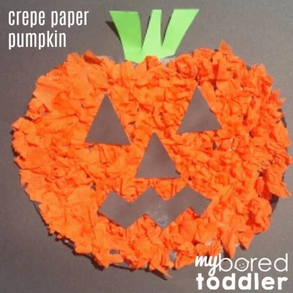 Easy Crepe Paper Pumpkin Craft For Preschoolers