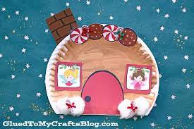 Easy National Gingerbread Day House Craft using Paper Plate For Kids
