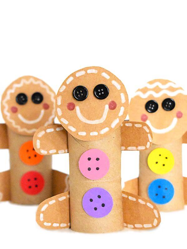 Easy National Gingerbread Man Day Craft Using Cardboard Roll For Kids