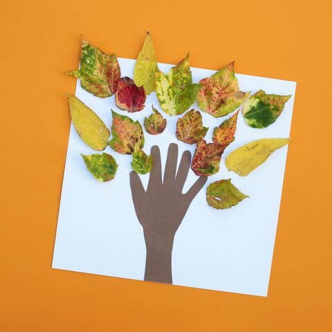 Leaf Art & Craft Miscellaneous Idea Easy Handprint Fall Tree Craft Using Autumn Leaves