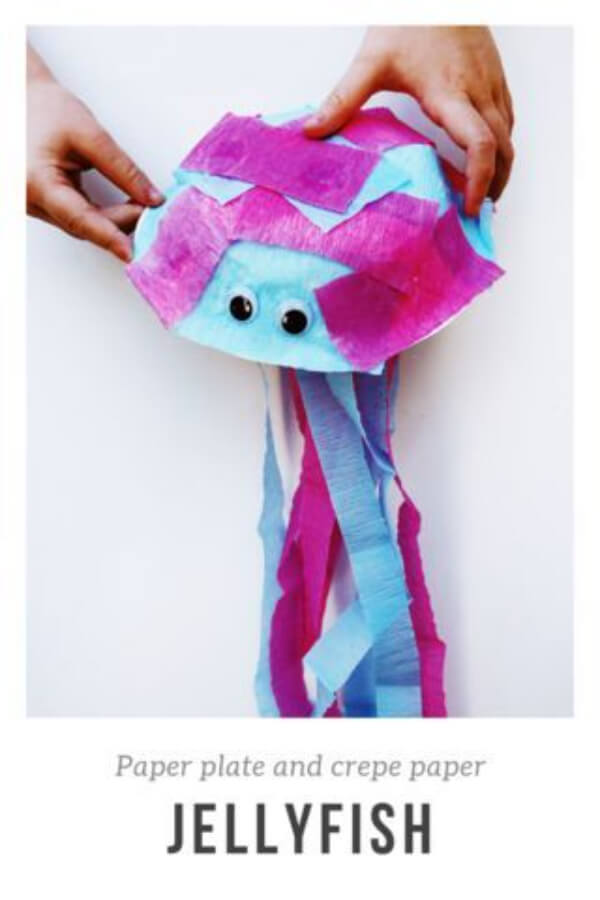 Easy Jellyfish Ocean Craft With Paper Plate & Crepe Paper