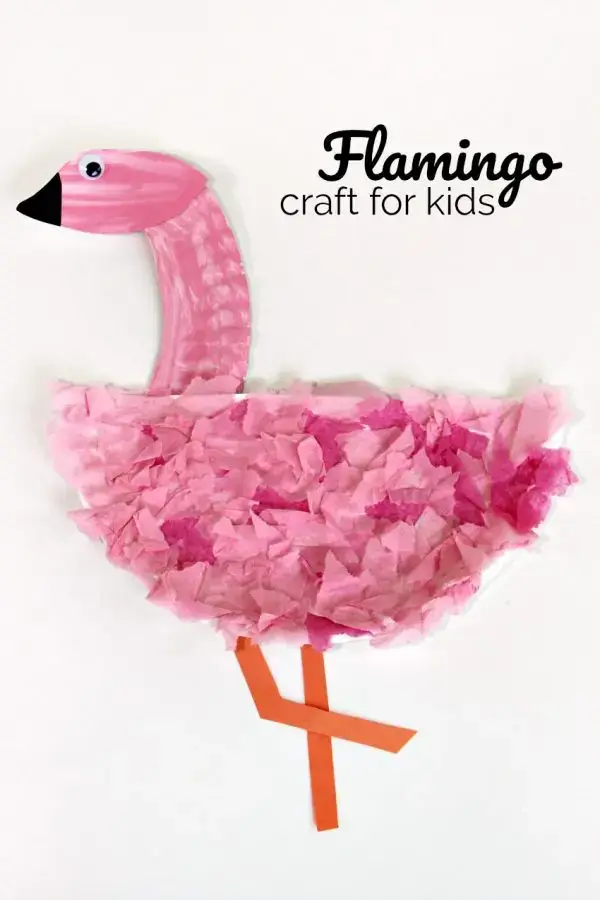 Easy Pink Flamingo Tissue Paper Craft For Kids