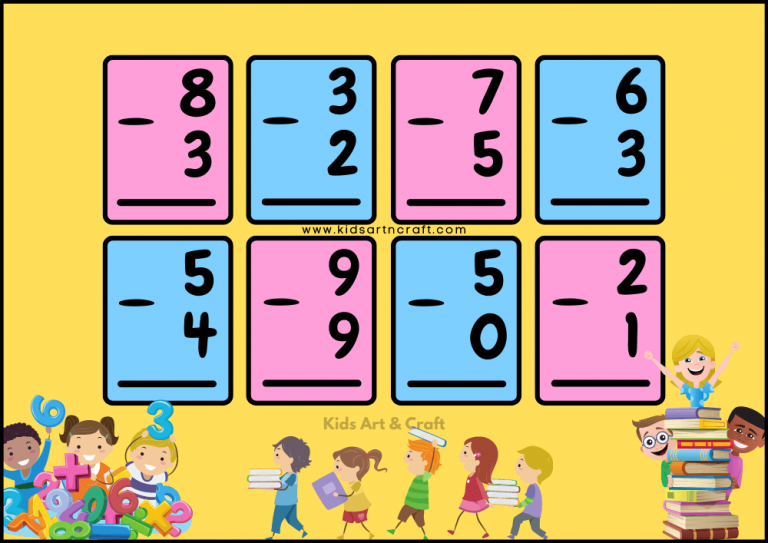 Easy Subtraction Flashcards for Kids – Free Printables - Kids Art &amp; Craft