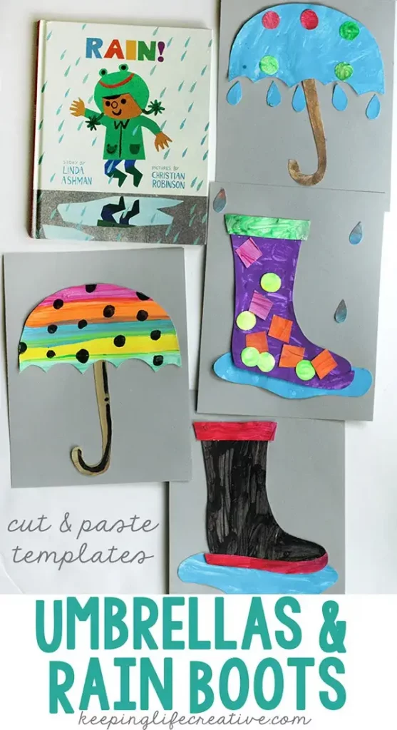 Easy To Make A Rainy Day Boot And Umbrella Crafts Using Of Paper DIY Rainy Day Crafts For Kids 