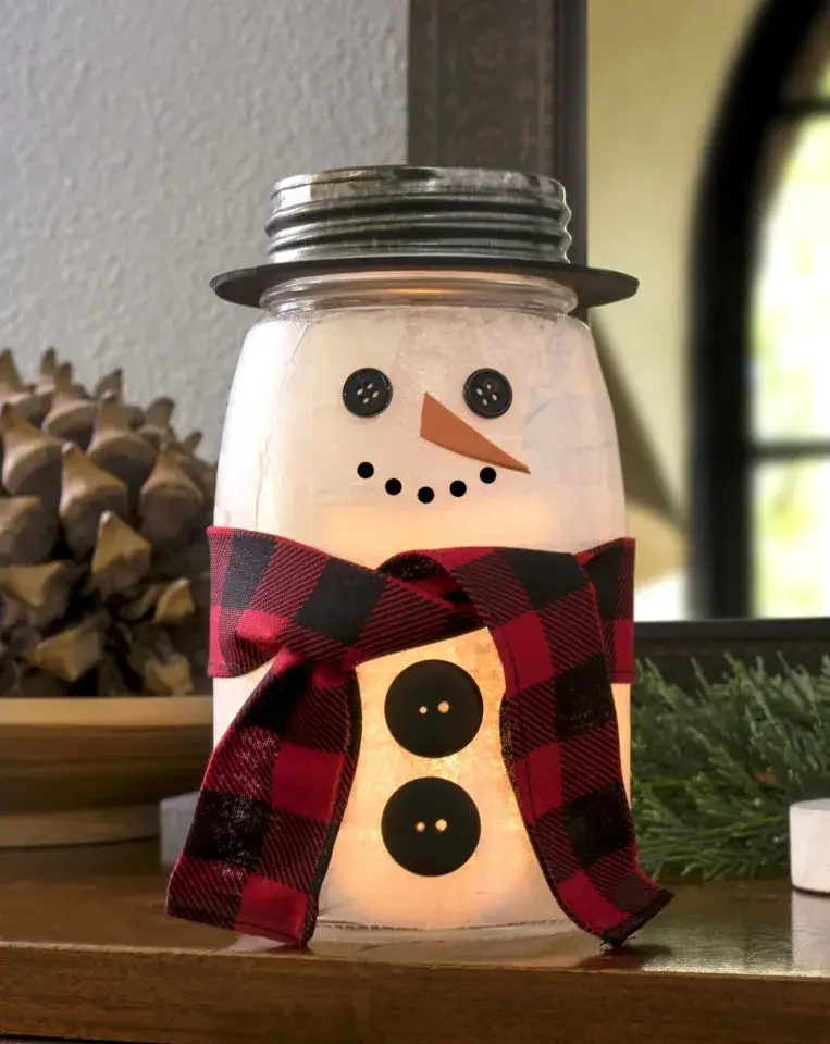 Easy To Make A Tissue Paper Mason Jar Snowman For Kids