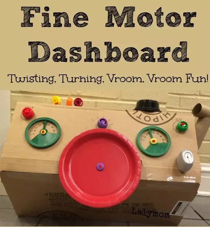 Easy To Make Cardboard Fine Motor Dashboard DIY Toys For Toddlers 